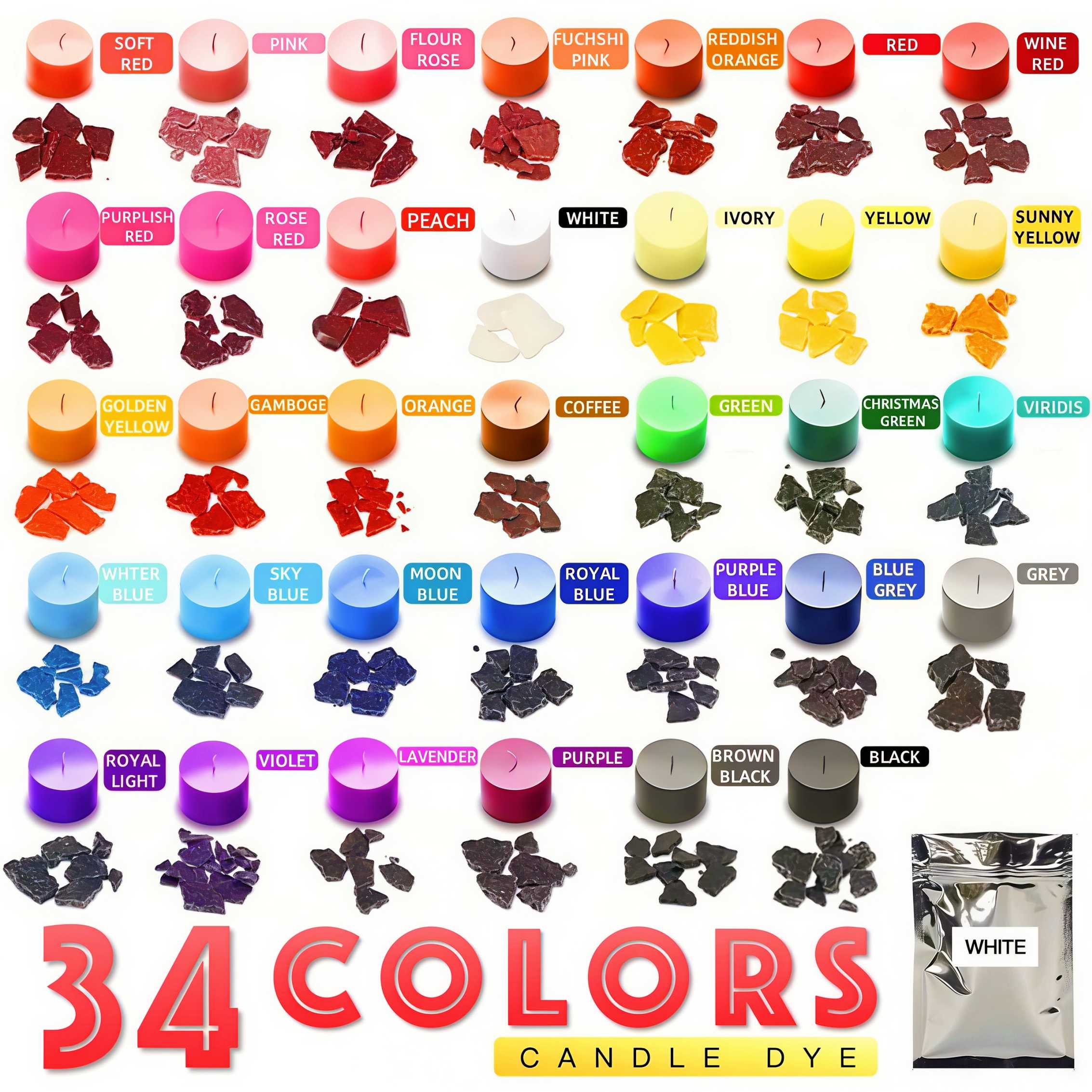 Candle Dyes - 34 Colors (1 Gra - Candle Making Los Angeles reseña y precio