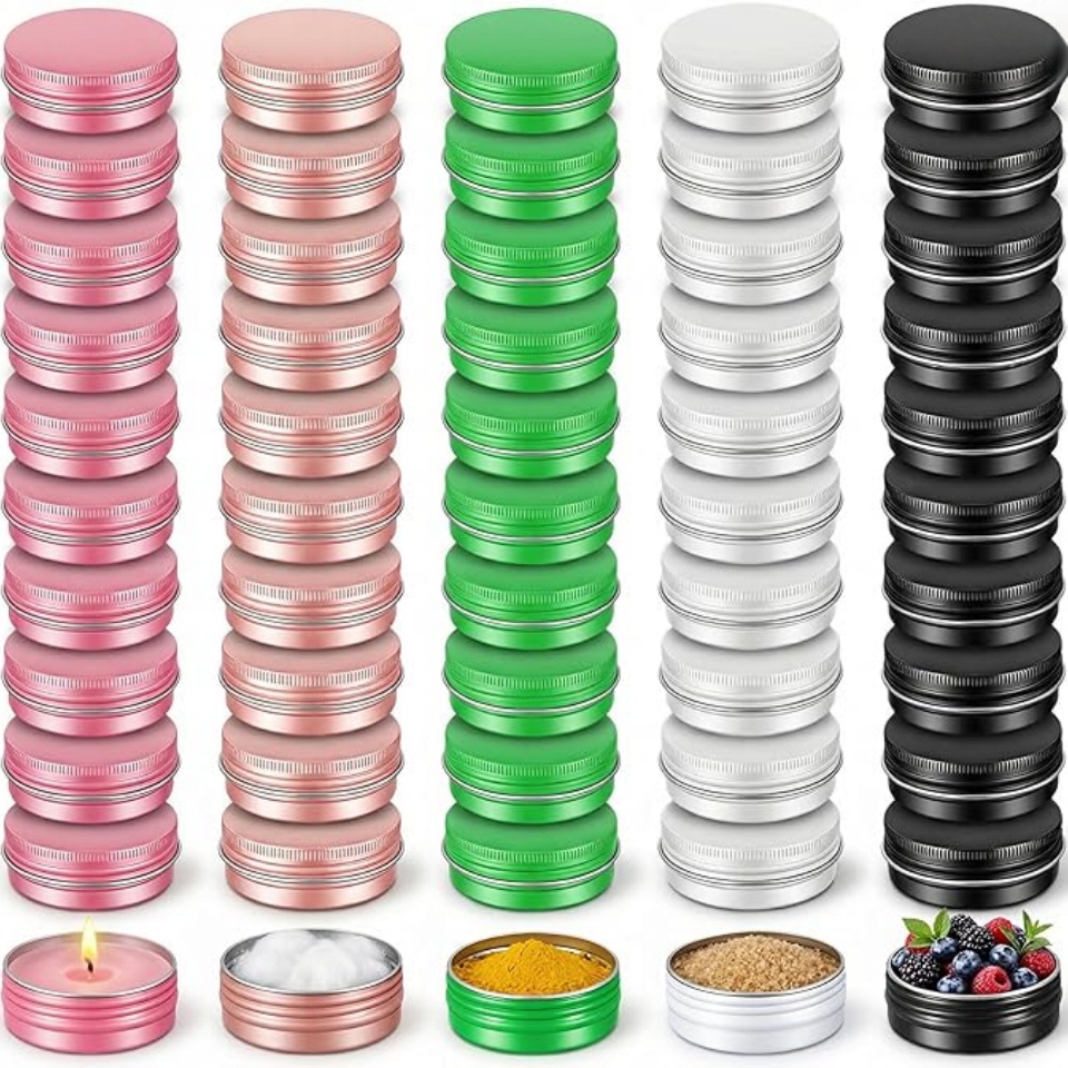 4Pcs Aluminum Tin Jar, Leak Mi - Tin Container Lid reseña y precio