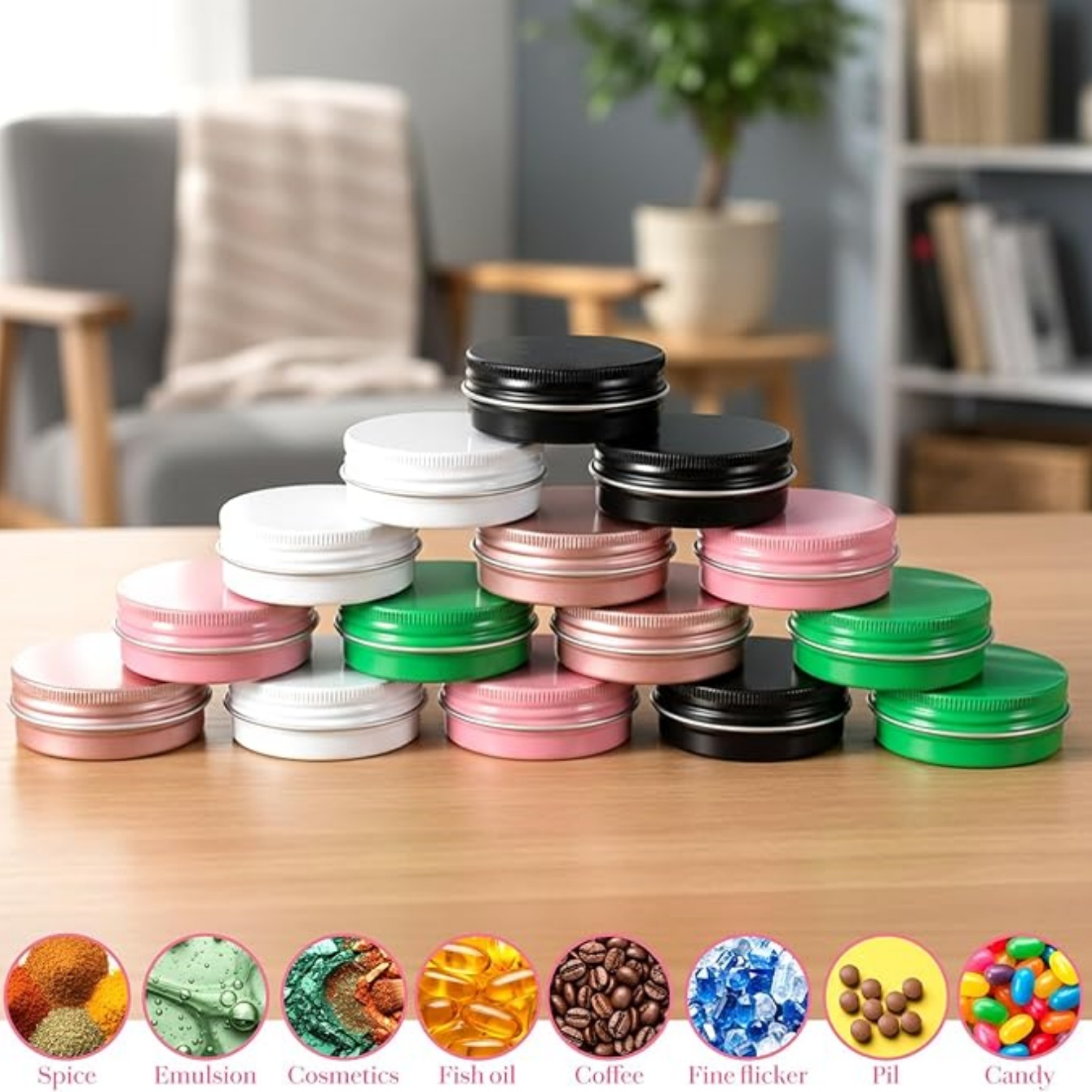 4Pcs Aluminum Tin Jar, Leak Mi - Tin Container Lid reseña y precio
