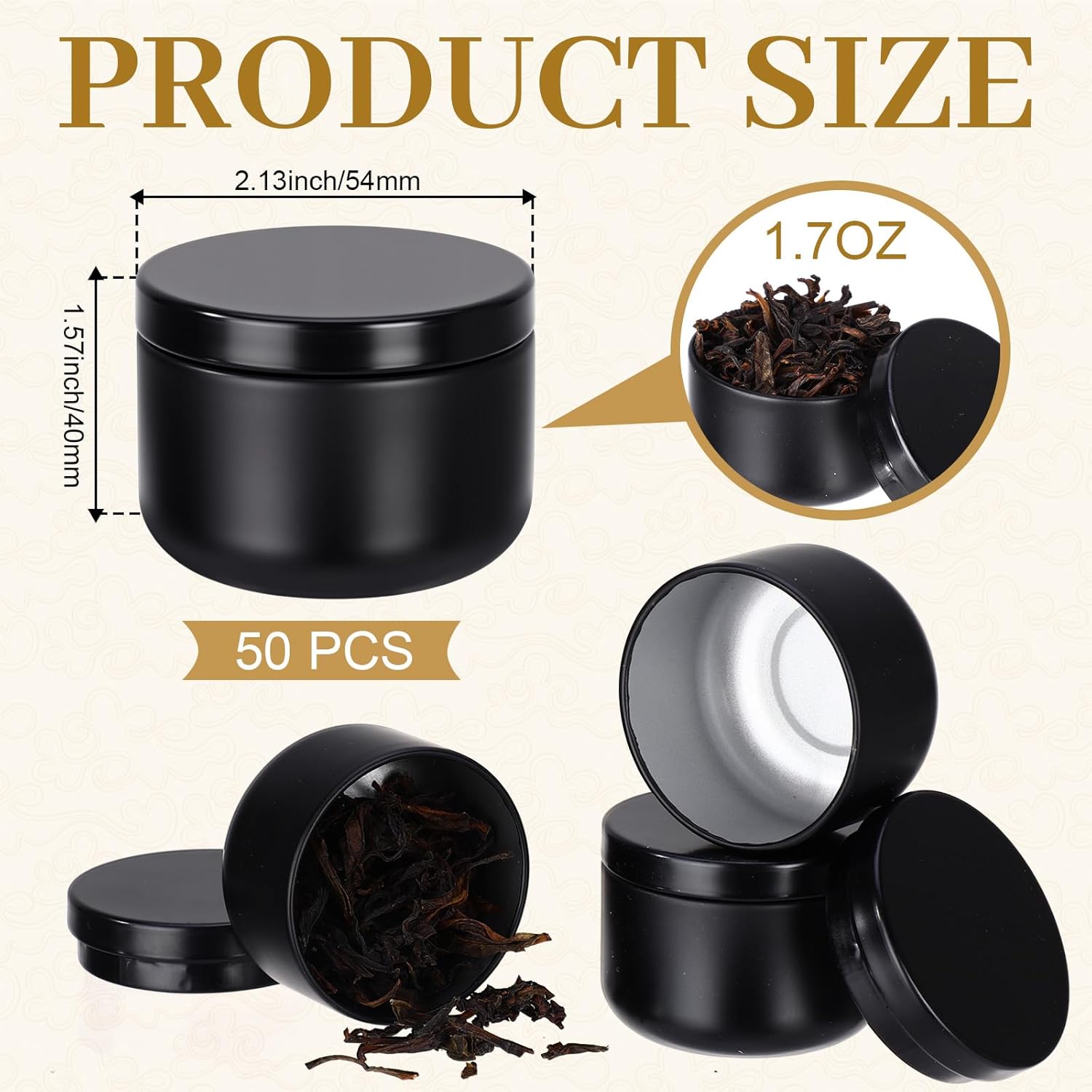 50 Pack Small Tea Tin Canister - Tin Container Lid reseña y precio