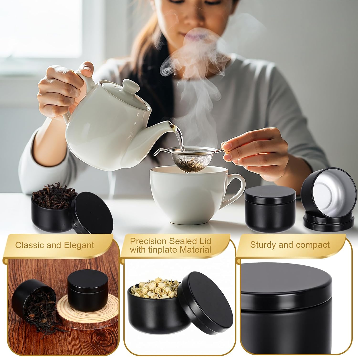 50 Pack Small Tea Tin Canister - Tin Container Lid reseña y precio